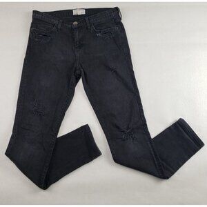 Current Elliott Ankle Skinny Jean Womens 29 Black Distressed Midrise Denim Pant